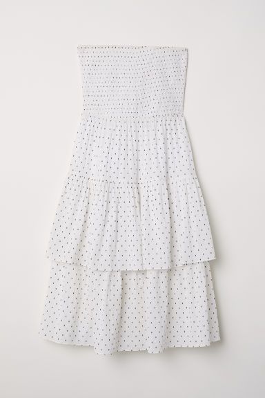 H & M - Strapless Flounced Dress - White | H&M (US + CA)