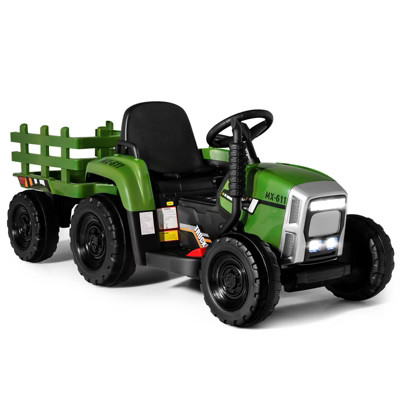 Costway 12V Kids Ride On Tractor with Trailer Ground Loader w/ RC & Lights Red\Pink\Green | Target