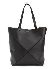 Made In Spain Calfskin Leather Xl Puzzle Fold Tote | TJ Maxx