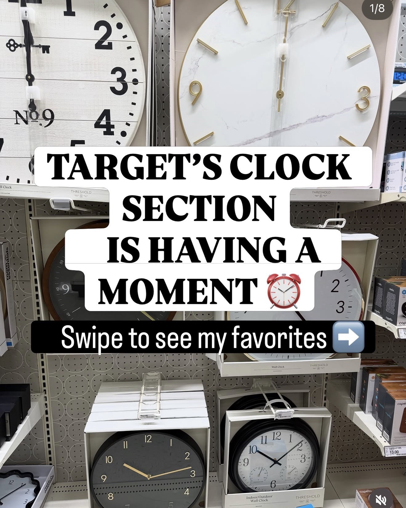 I had no idea Target had this many beautiful clocks! 🕰️ I found everything from affordable tabletop clocks to oversized wall clocks that could become the focal point of an entire room.

There are modern black designs, warm wood finishes, vintage-inspired options and a gorgeous marble-look clock with gold details. I especially love how many of these feel timeless enough to work with different decorating styles. Whether you want something simple for a nightstand or a larger statement piece for your living room, kitchen or office, Target has so many good options right now!

Swipe through to see all of my favorites and find the perfect clock for your space.

#TargetFinds #TargetHome #AffordableHomeDecor #WallDecor

#LTKHome #LTKHome #LTKSaleAlert #LTKmomlife