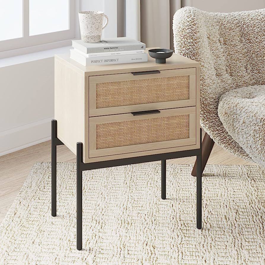 Nathan James Andrew Nightstand, Accent Bedside End Side Table with Storage Drawer, and Mid-Centur... | Amazon (US)