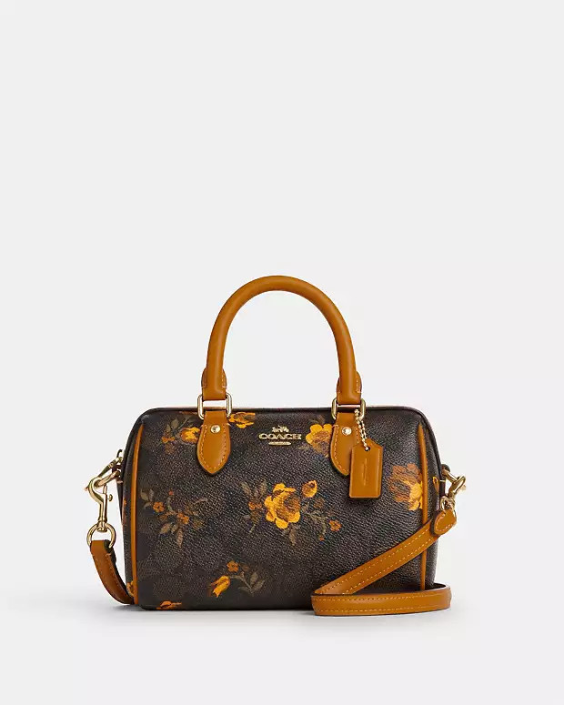 Mini Rowan Crossbody Bag In Signature Canvas With Floral Print | Coach Outlet US