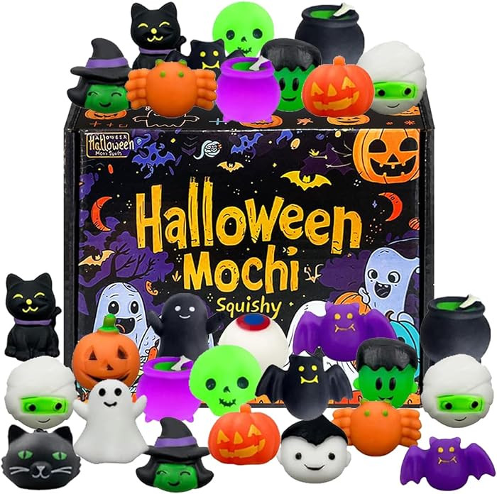 24 Pcs Halloween Mochi Squishy Toys with Gift Box Mini Kawaii Mochi Squeeze Toy Stress Reliever A... | Amazon (US)