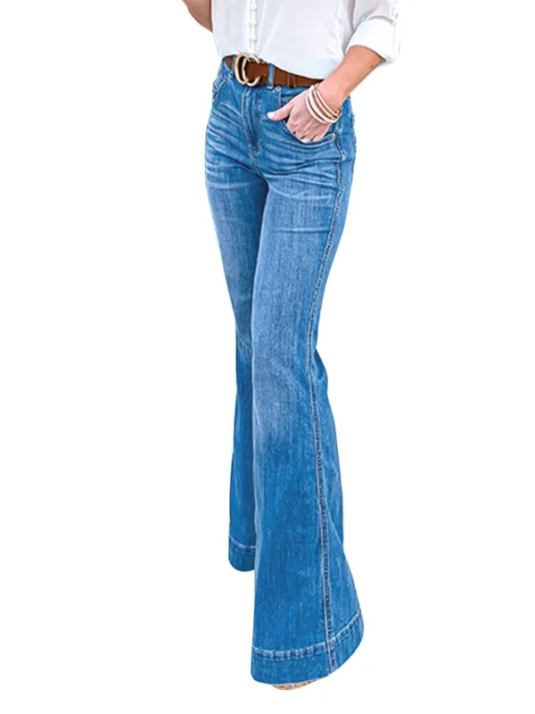 LAPA Womens Jeans Denim Flared Pants Wide Leg Trousers | Walmart (US)