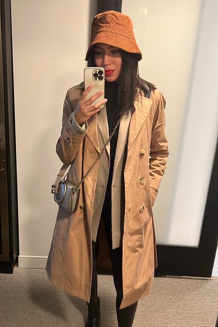 Trench coat outfit with leather leggings and bucket hat 

#LTKstyletip #LTKunder50 #LTKSeasonal