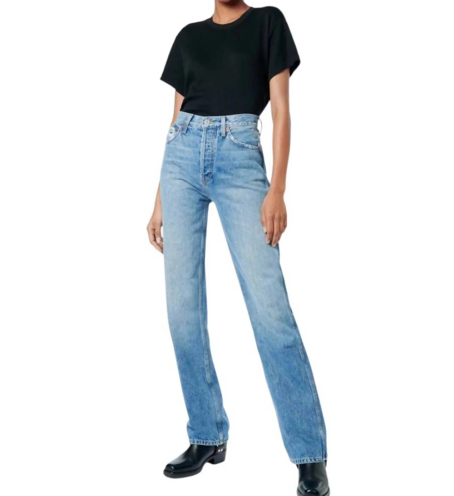 90S High Rise Loose Jeans In Worn Blue | Shop Simon
