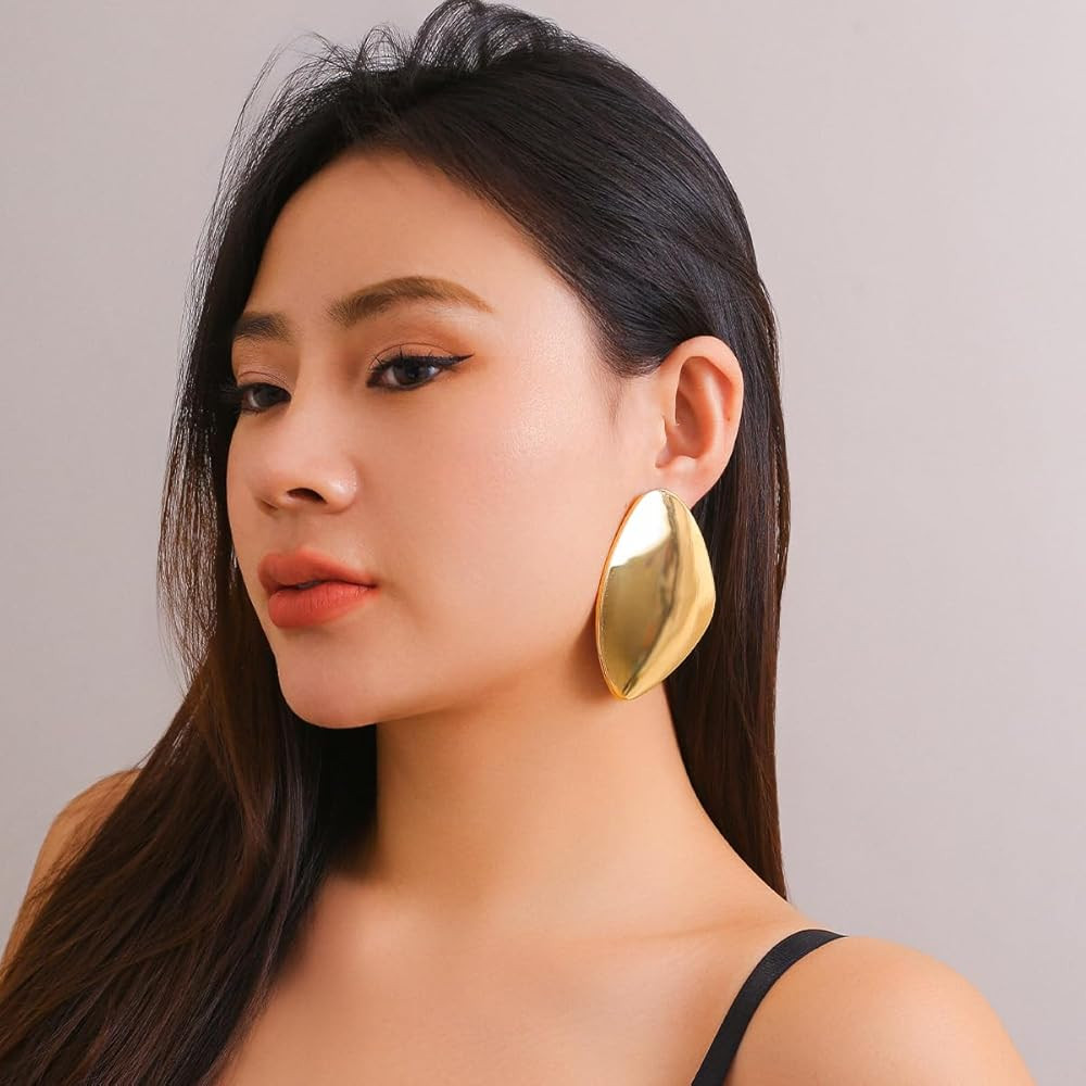 Statement Earrings for Women Chunky Gold Earring Hypoallergenic Big Geometri Drop Earrings Punk D... | Amazon (US)