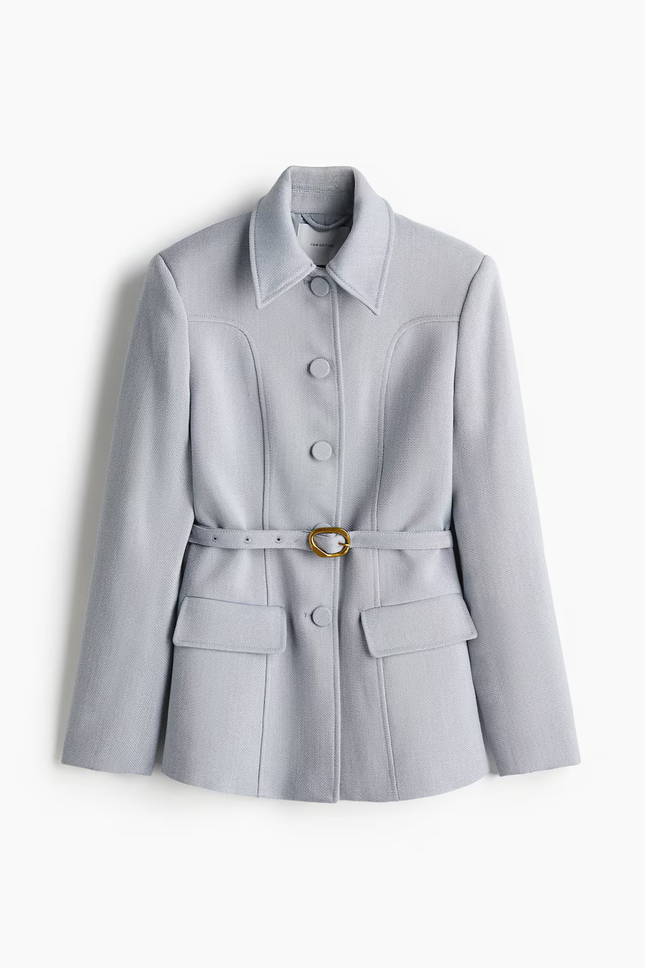 Belted twill jacket - Light dusty blue - Ladies | H&M GB | H&M (UK, MY, IN, SG, PH, TW, HK)