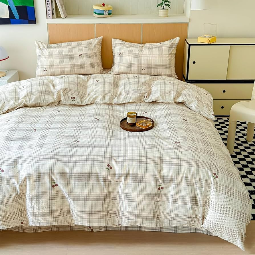 BlueBlue Cherry Duvet Cover Set Queen 100% Cotton Bedding for Kids Boys Girls Teens Red Cherry Gr... | Amazon (US)