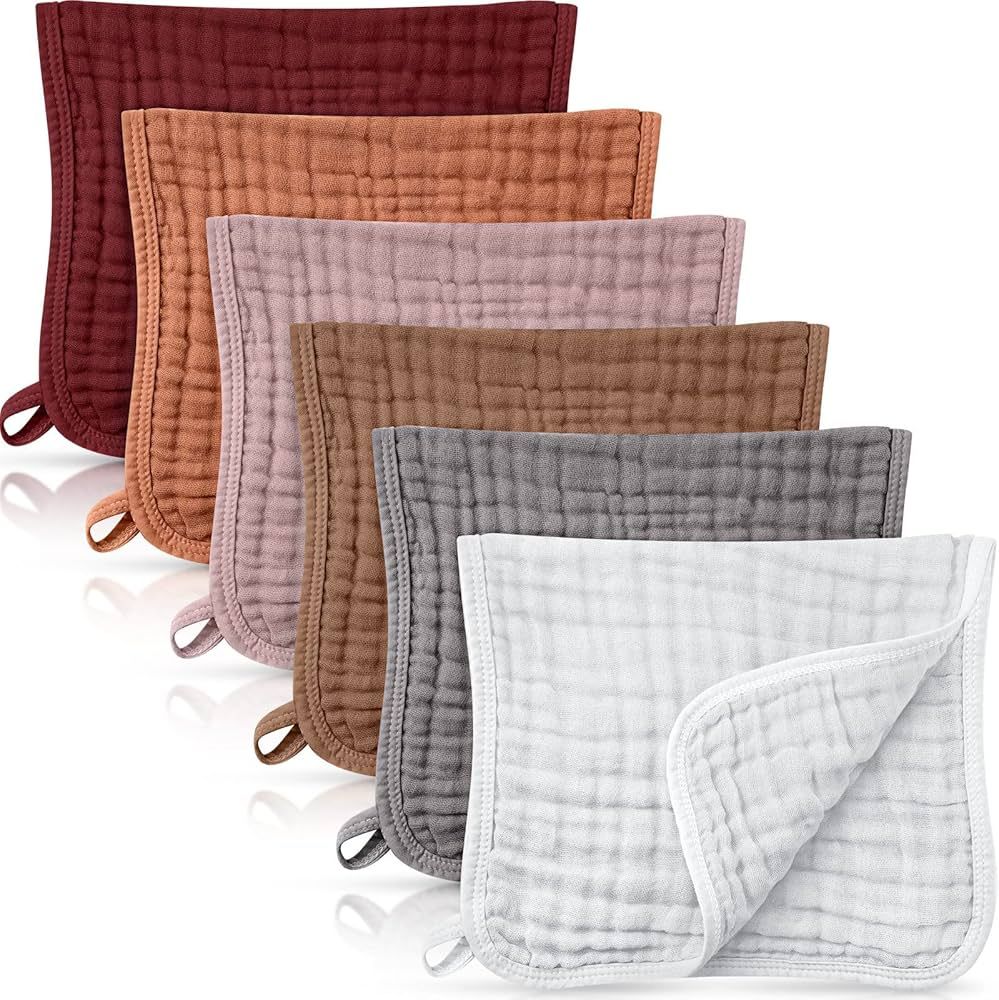 Irenare 6 Pieces Large 20 x 10 Inch Muslin Burp Cloths Multi-Colors Muslin Washcloths Baby Burpin... | Amazon (US)
