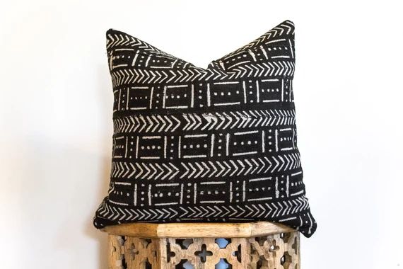 18X18 Authentic African Mudcloth Pillow Cover "Ablola" | Etsy (US)