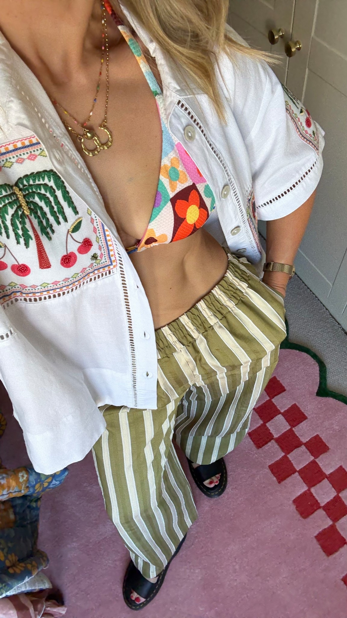 Holiday outfit loading…

Bikini - Eleanor Bowmer x Next, size 8
Embroidered shirt - Next, size 8
Stripe trousers - Next, size 8R
Sandals - Dr Martens, I sized down
Horseshoe necklace - Mikaela Lyons Jewellery

#LTKstyletip #LTKswimwear #LTKuk