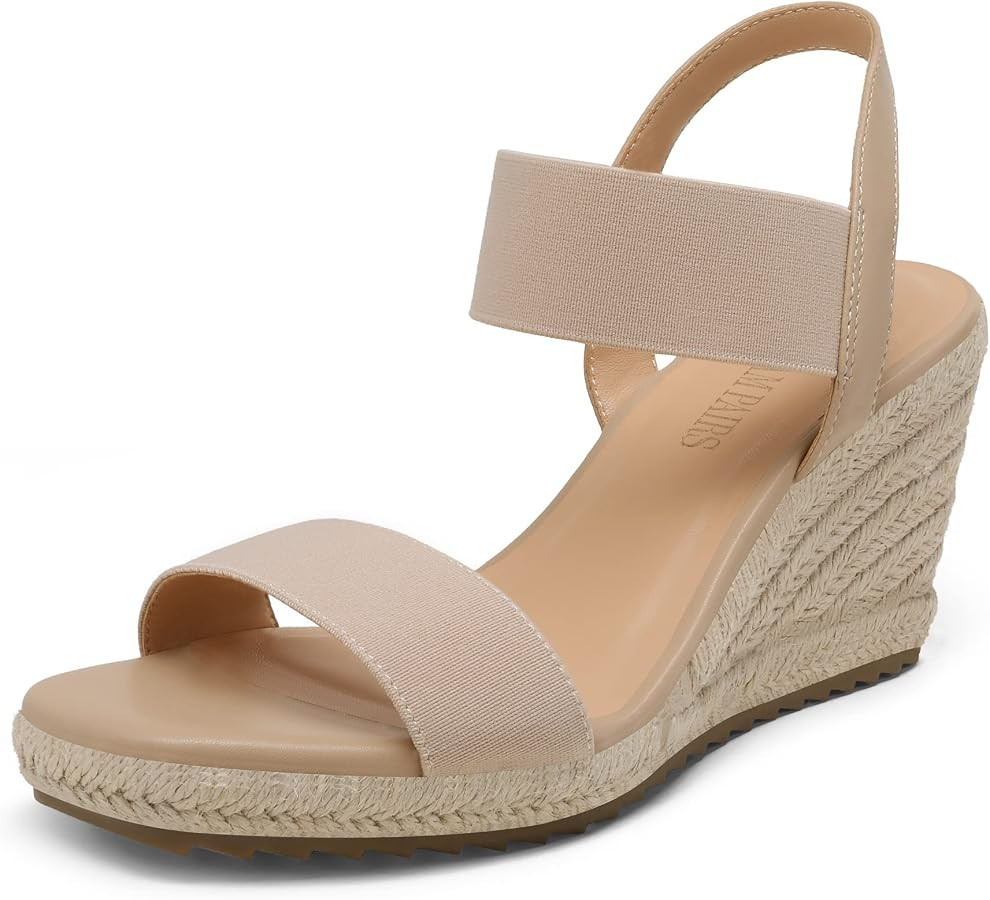 DREAM PAIRS Womens Open Toe Espadrilles Dressy Platform Sandals Slip on Elastic Ankle Strap Wedge... | Amazon (US)