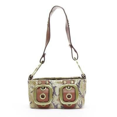 DOLCE GABBANA Vintage Y2K beige textured leather dual buckle boxy shoulder bag | eBay US