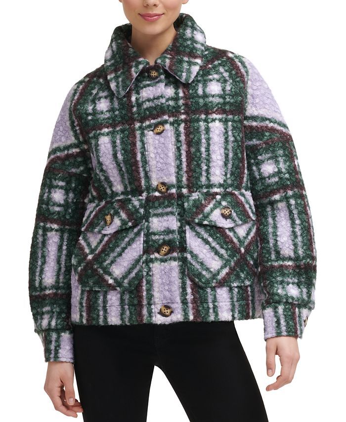 Calvin Klein Plaid Shirt Jacket, Created for Macy's & Reviews - Coats & Jackets - Women - Macy's | Macys (US)