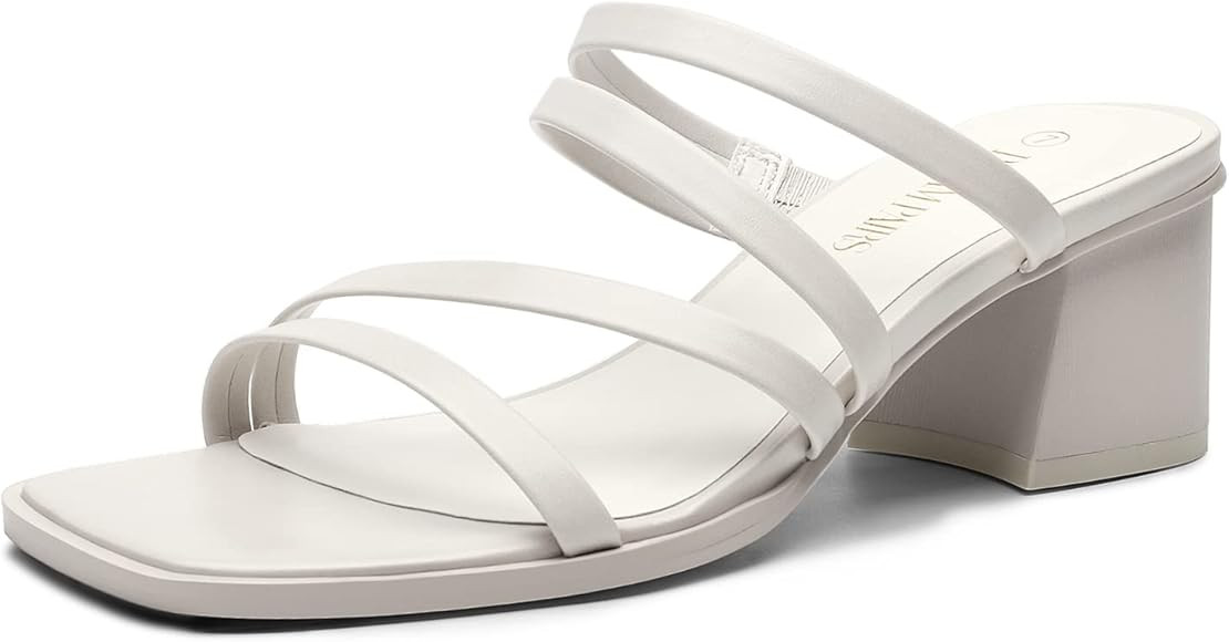 DREAM PAIRS Women's Strappy Heels Block Open Toe Low Heel Chunky Mules Sandals Dress Shoes | Amazon (US)