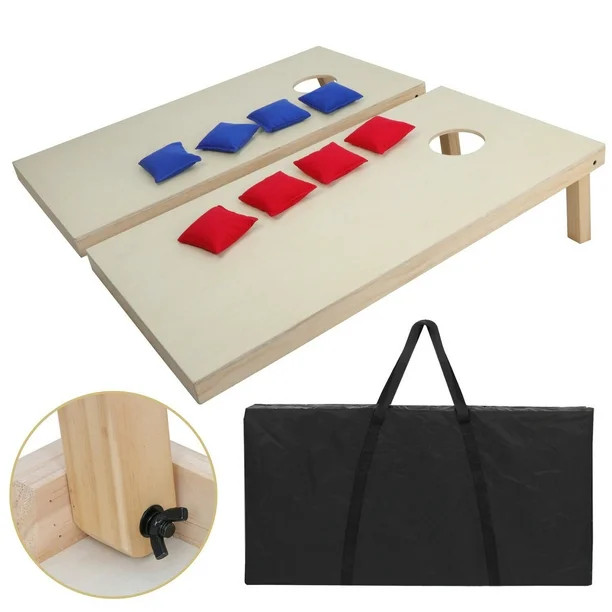 ZENY Portable Solid Wood Cornhole Bean Bag Toss Game Set - Walmart.com | Walmart (US)