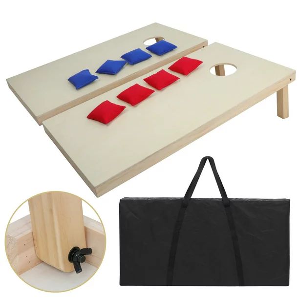 ZENY Portable Solid Wood Cornhole Bean Bag Toss Game Set - Walmart.com | Walmart (US)