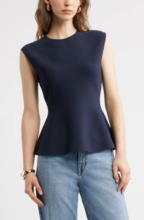 Nordstrom Sleeveless Peplum Sweater in Navy Night at Nordstrom, Size Medium | Nordstrom