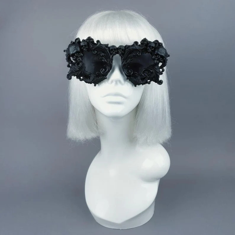 Black Skull & Filigree Sunglasses "mabuz" - Etsy | Etsy (US)