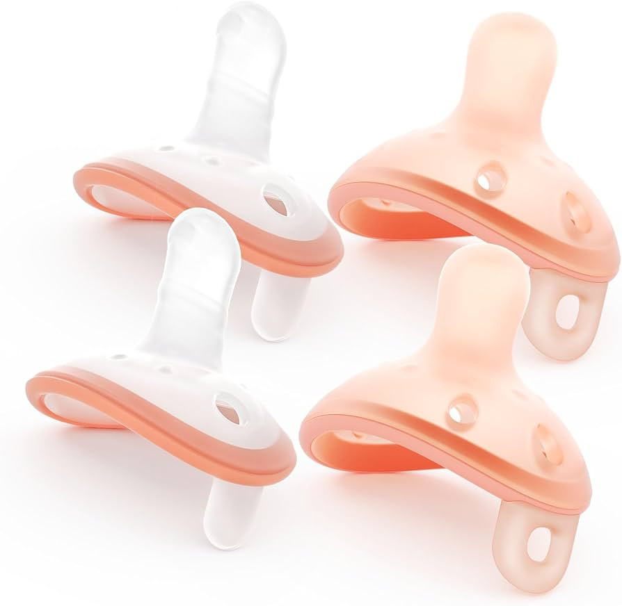 Garkoko 4-Pack Baby Pacifiers 0-6 Months, Breast-Like & Thumb Shape Soft Silicone Newborn Pacifie... | Amazon (US)