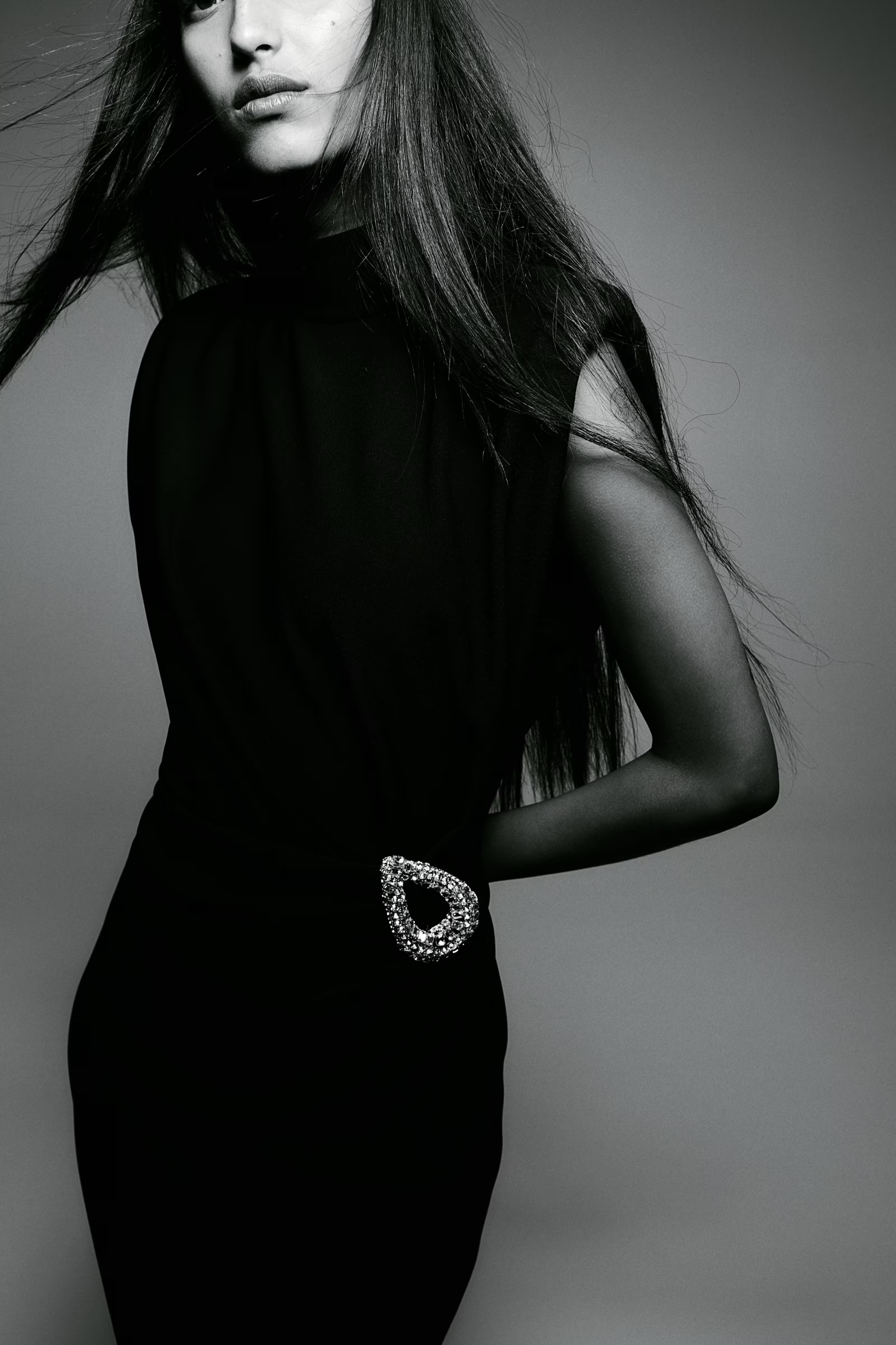 Long Brooch-detail Dress | H&M (US + CA)