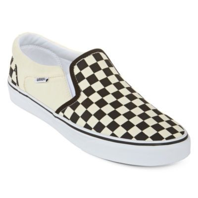 Vans® Asher Checkered Mens Athletic Skate Shoes, Color: Blk-natural Checkr - JCPenney | JCPenney