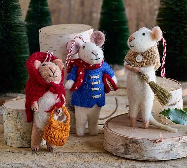 Handcrafted Country Mice Ornaments - Set Of 3 | Pottery Barn (US)