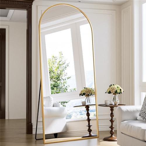 Antok Full Length Mirror, 71"x28" Arched Floor Mirror, Mirror Full Length with Stand, Wall Mounted Mirrors for Living Room Bedroom,Gold | Amazon (US)