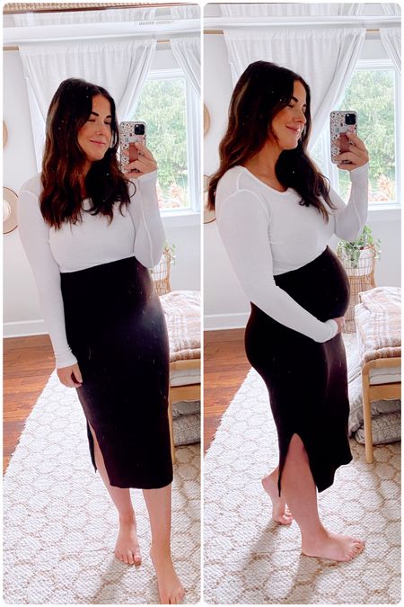 Knit maternity skirt that will fit through every stage of pregnancy and is sooooo comfortable!! I got my true size! 


#LTKstyletip #LTKSeasonal #LTKbump