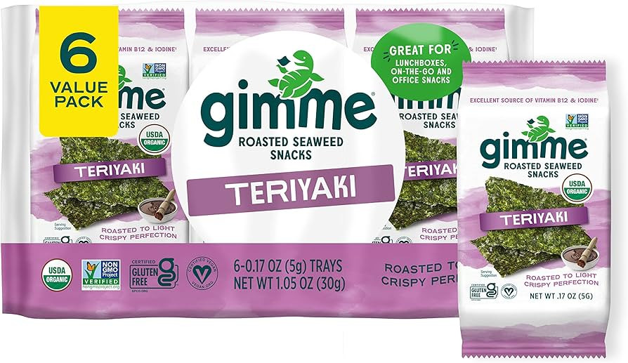 gimMe - Teriyaki - 6 Count - Organic Roasted Seaweed SheetsKeto, Vegan, Gluten Free - Great Sourc... | Amazon (US)