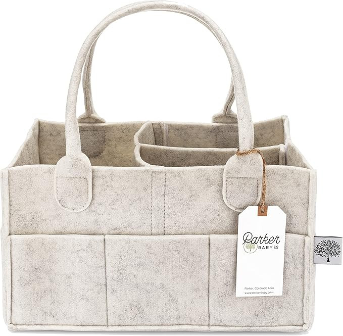 Parker Baby Diaper Caddy - Nursery Storage Bin and Car Organizer for Diapers and Baby Wipes (Whit... | Amazon (US)