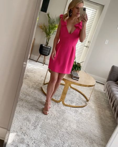 Prettiest pink cocktail dress. Runs tts and I am wearing it in the size small. 

#LTKwedding #LTKstyletip #LTKSeasonal