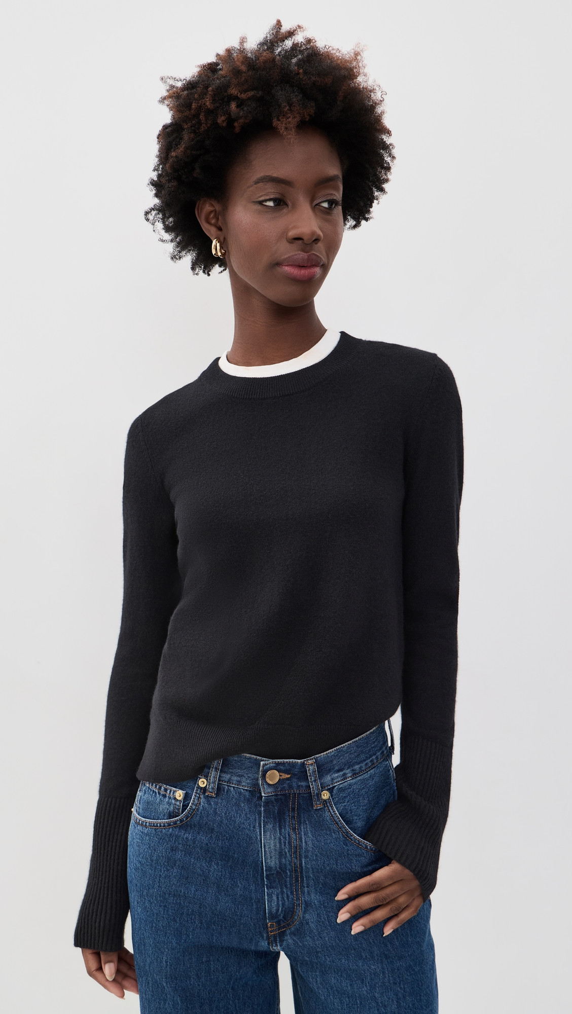 La Ligne Solid Lean Lines Cashmere Sweater Black XL | Shopbop