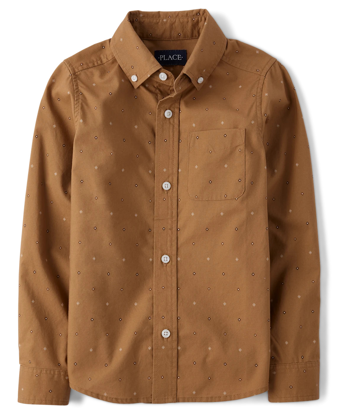 Boys Print Poplin Button Up Shirt - brown | The Children's Place