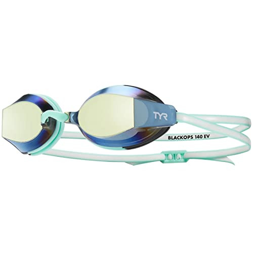 TYR Black Ops 140 EV Racing Mirrored Swim Goggles Women's Fit, Gold/Mint | Amazon (US)
