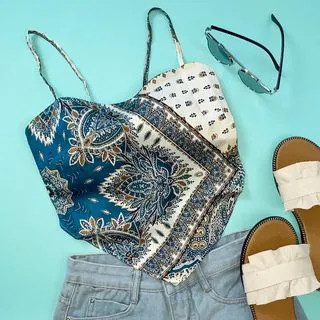 Tie-Dye Tie-Back Satin Cami Bandana Top | YesStyle Global