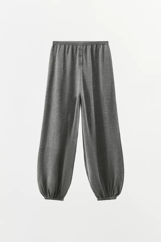 COTTON BLEND KNIT SAROUEL TROUSERS | Zara UK