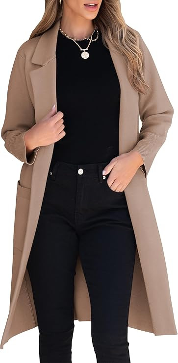 ANRABESS Women Cardigan Sweater Jackets Open Front Thick Knit Oversized Blazer Coatigan 2024 Fall... | Amazon (US)