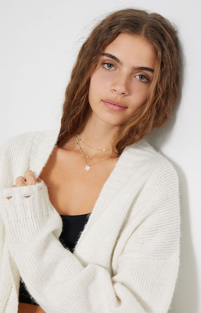 Frasier Sterling Womens x PacSun Daisy Drop Layered Necklace - Gold | PacSun
