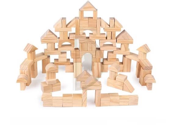 Montessori Natural Wooden Building Blocks Set 100pcs | Etsy | Etsy (US)