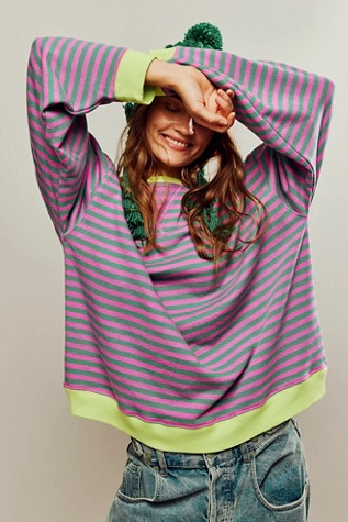 Classic Striped Oversized Crewneck | Free People (Global - UK&FR Excluded)