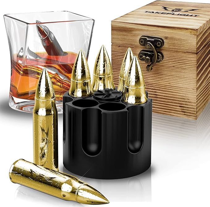 Metal Whiskey Stones - Valentines Day Gift for Him | 6 Steel Whiskey Rocks | Metal Ice Cubes to C... | Amazon (US)