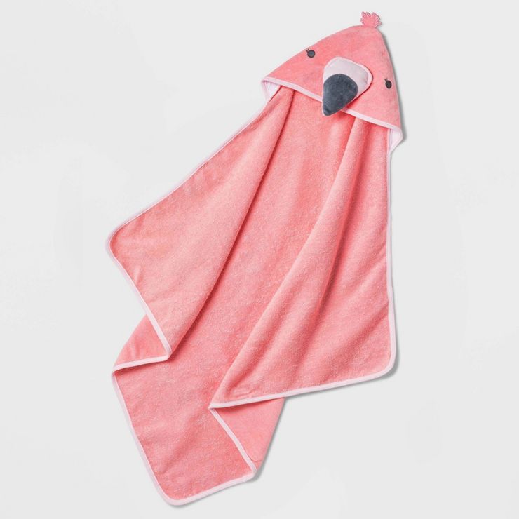 Baby Girls' Flamingo Hooded Bath Towel - Cloud Island™ Coral | Target