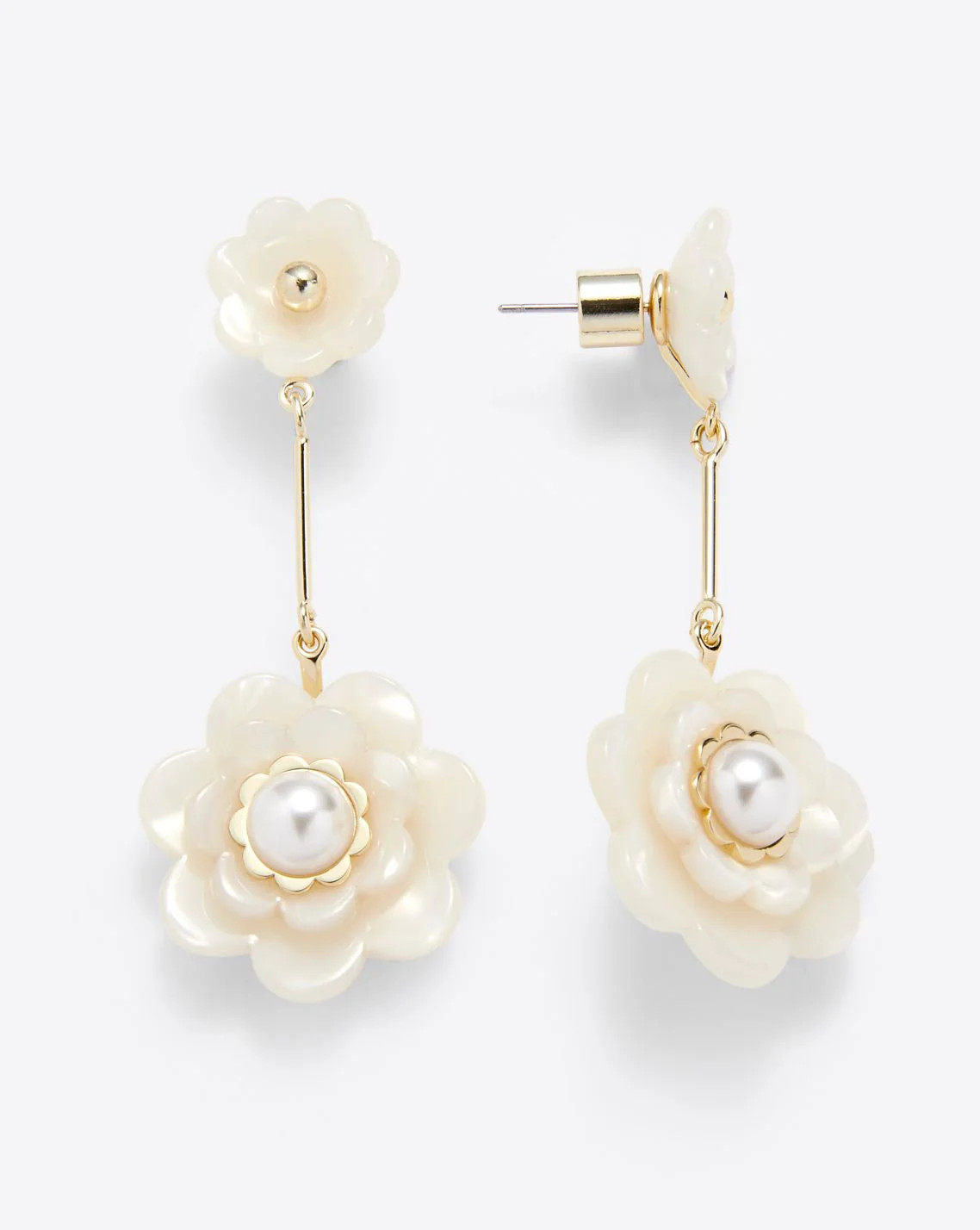 Flower Linear Drop Earrings in Magnolia White | Draper James (US)