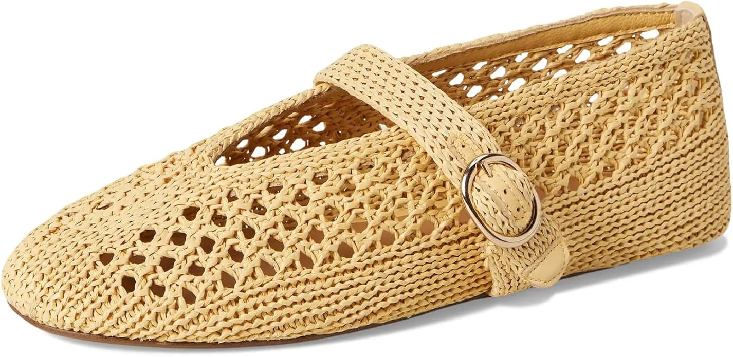Woven Ballet Flats Women Mesh Raffia Flats Round Toe Mary Janes Comfortable Ballerina Flat Shoes | Amazon (US)