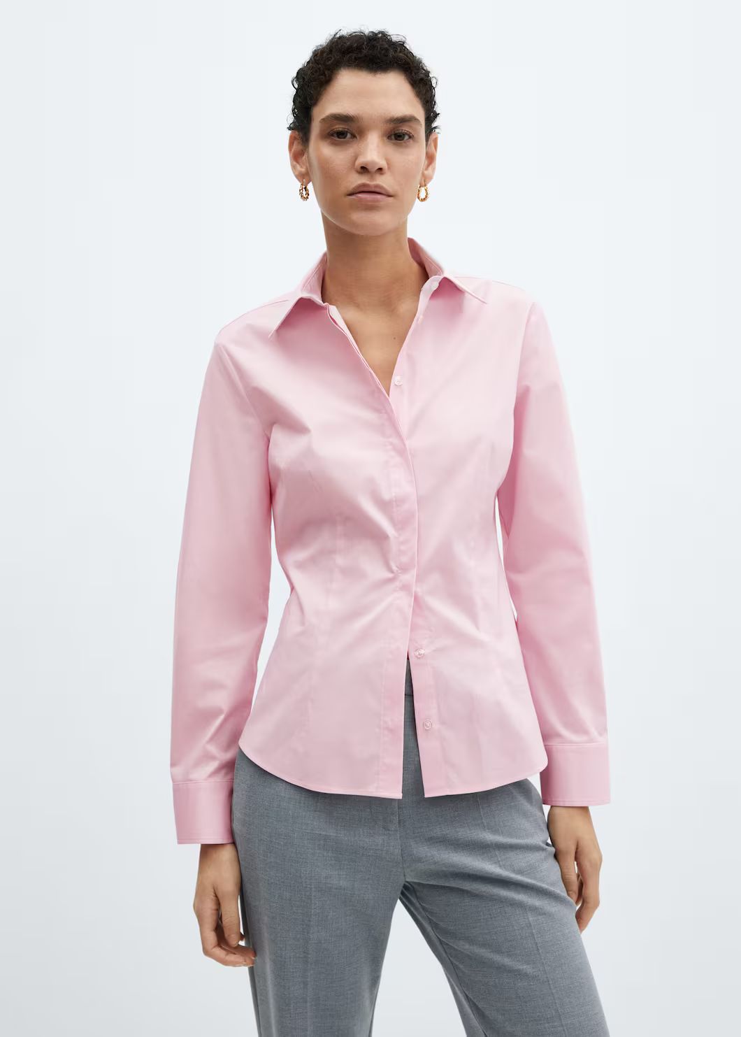 Fitted cotton shirt -  Women | Mango USA | MANGO (US)