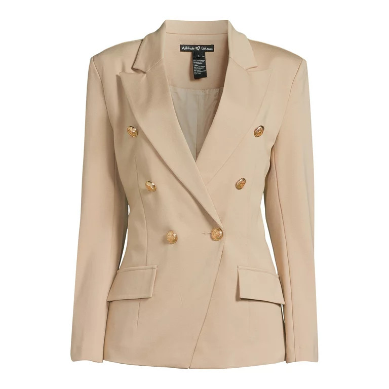 Attitude Unknown Women's Metallic Button Blazer | Walmart (US)