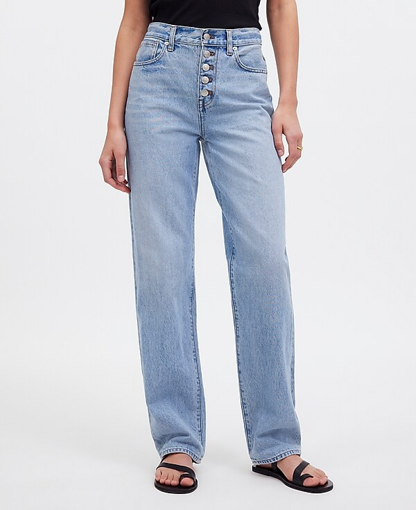 Baggy Straight Jeans in Paxton Wash: Button-Front Edition | Madewell