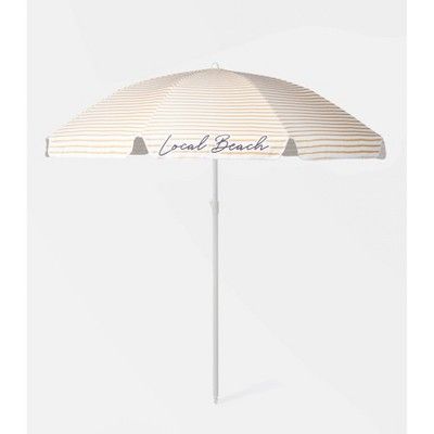 6.5'x6.5' Brush Stripe Patio Umbrella - Yellow - Local Beach | Target